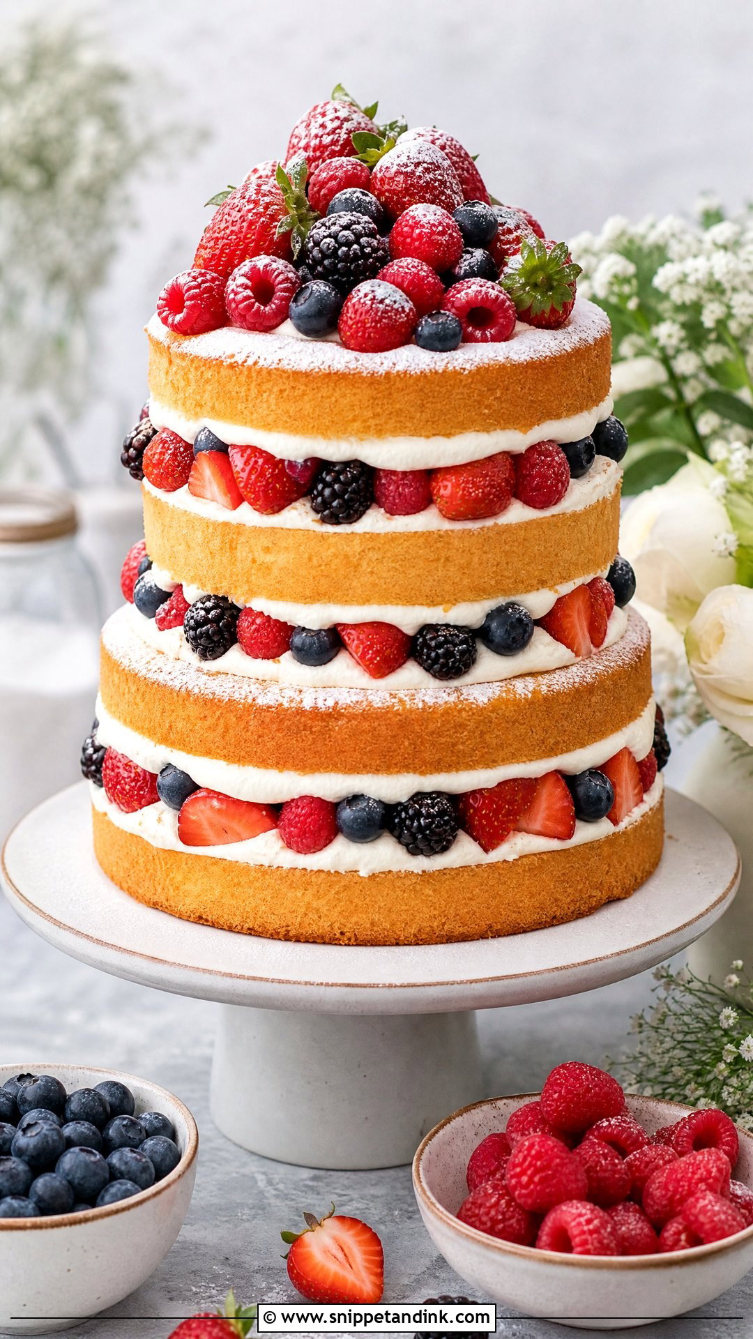 Naked Wedding Cake With Berries - Snippet and Ink - 20 Naked Wedding Cake Ideas