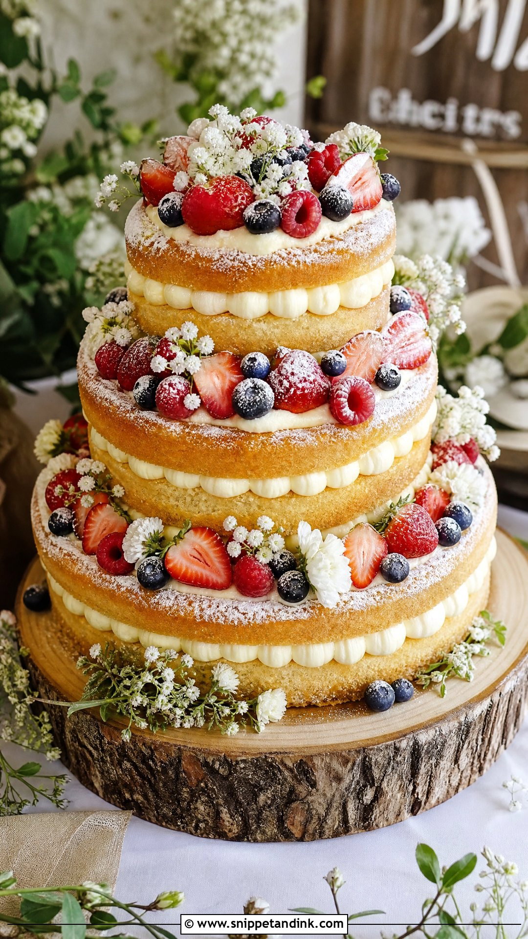 Naked Wedding Cake With Berries - Snippet and Ink - 20 Rustic Wedding Cake Ideas