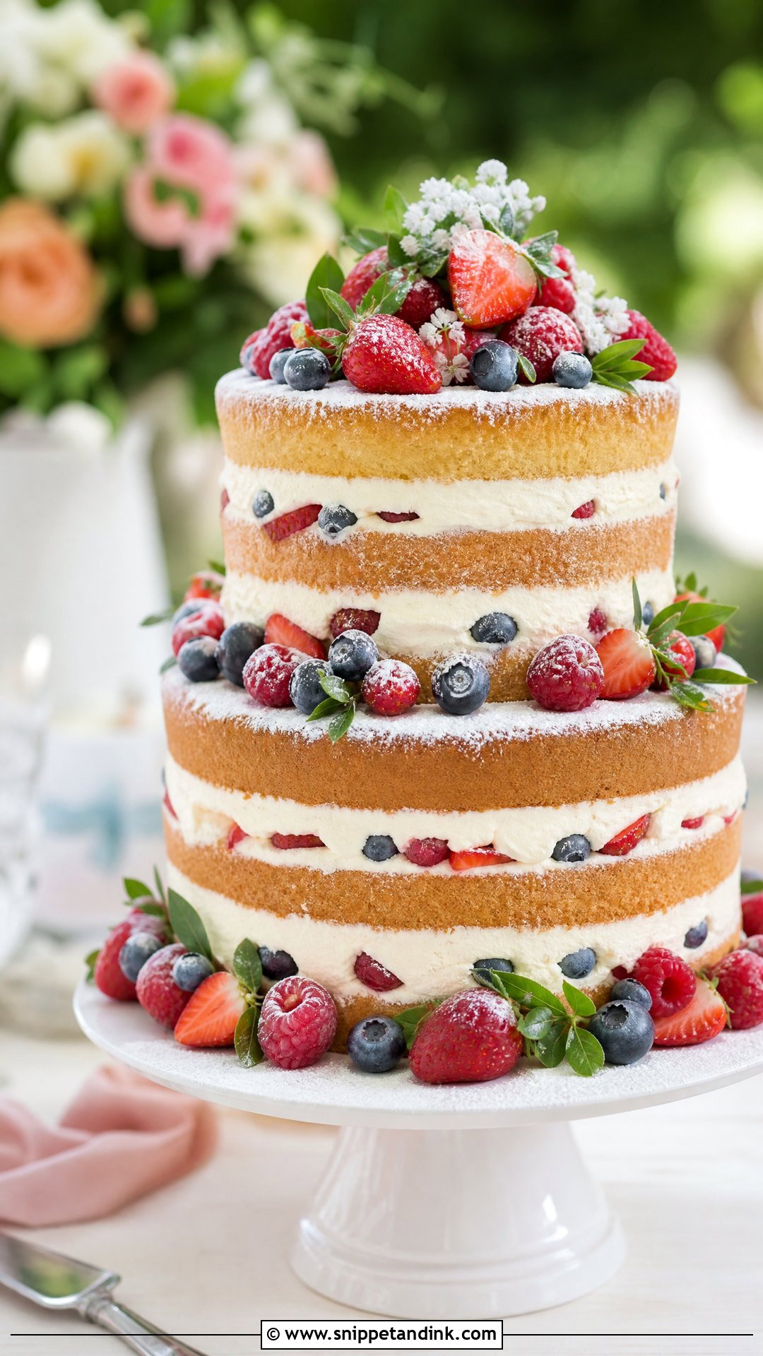 Naked Wedding Cake With Berries - Snippet and Ink - 25 Naked Wedding Cakes