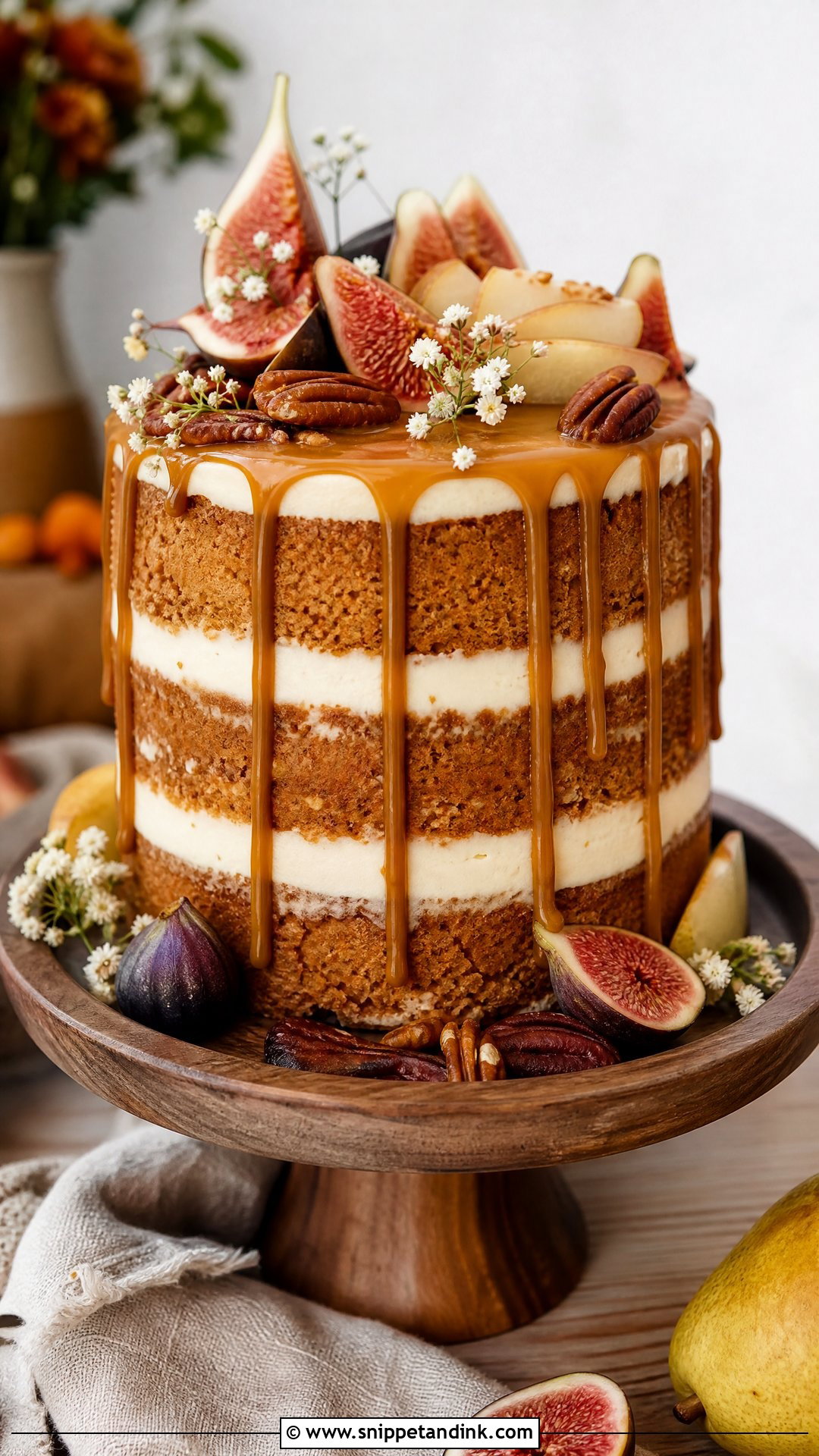 Naked Wedding Cake With Caramel Drip - Snippet and Ink - 20 Naked Wedding Cake Ideas