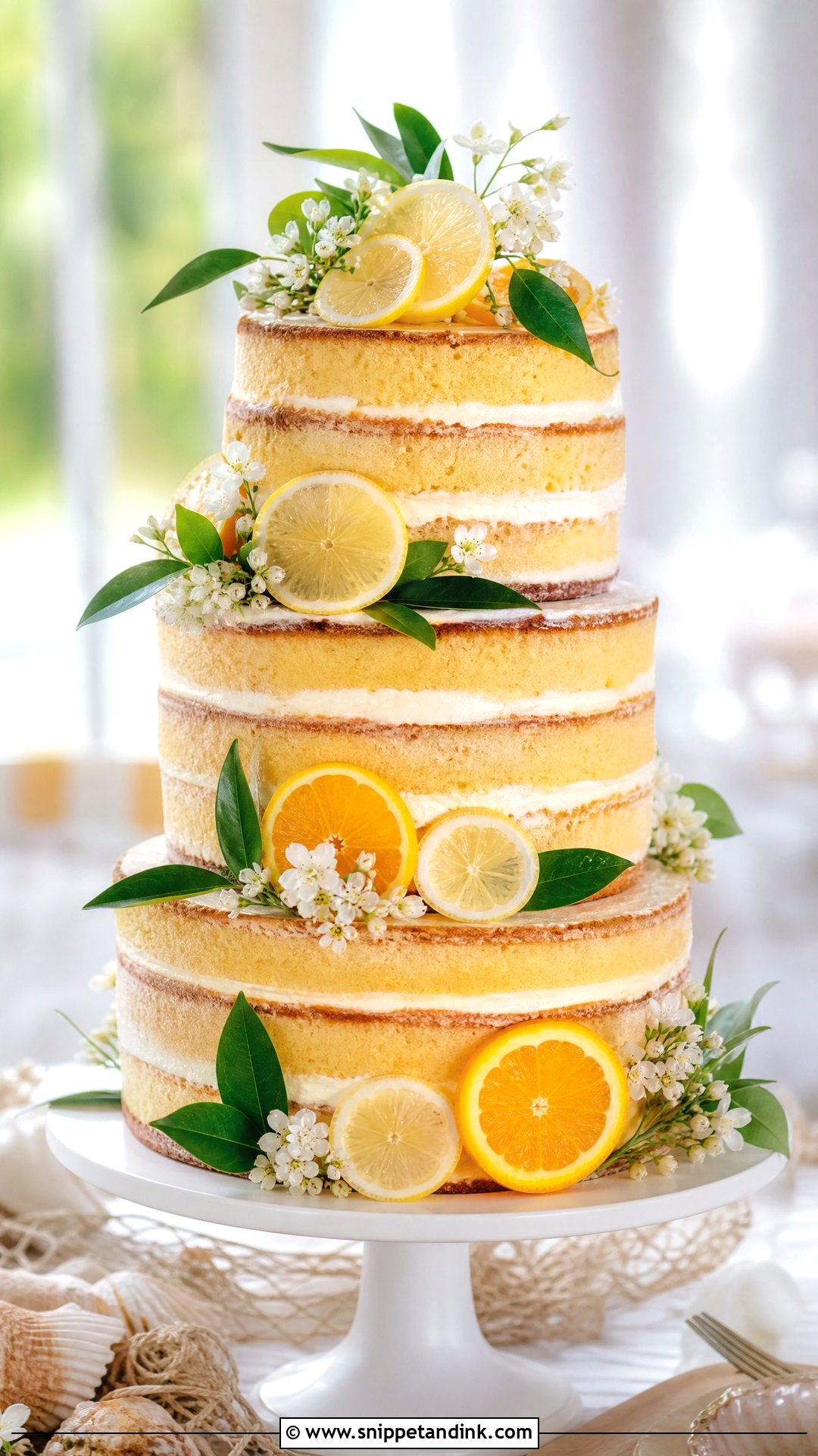 Naked Wedding Cake With Citrus - Snippet and Ink - 25 Naked Wedding Cakes