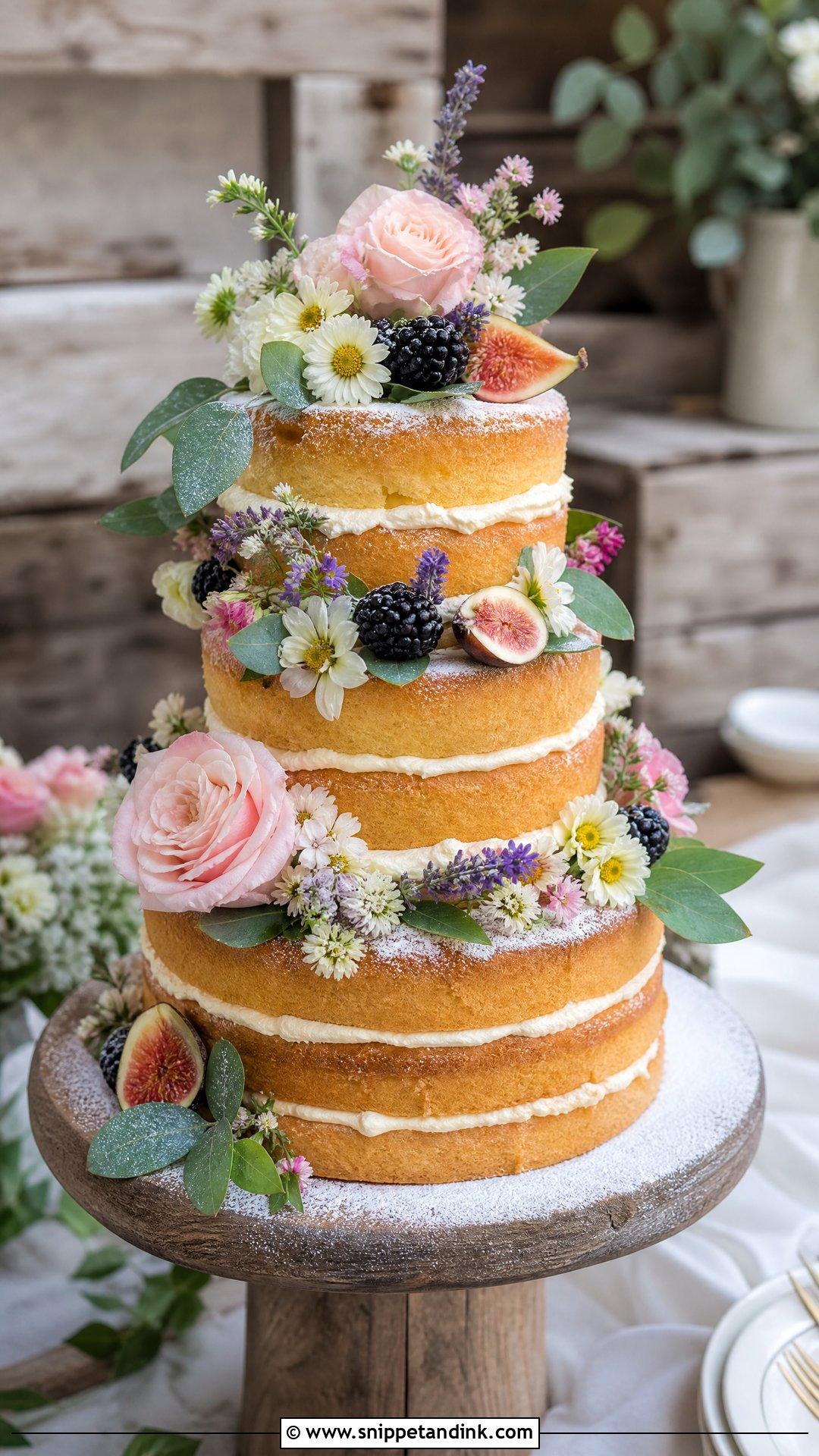 Naked Wedding Cake With Flowers - Snippet and Ink - 35 Cakes with Flowers for Wedding