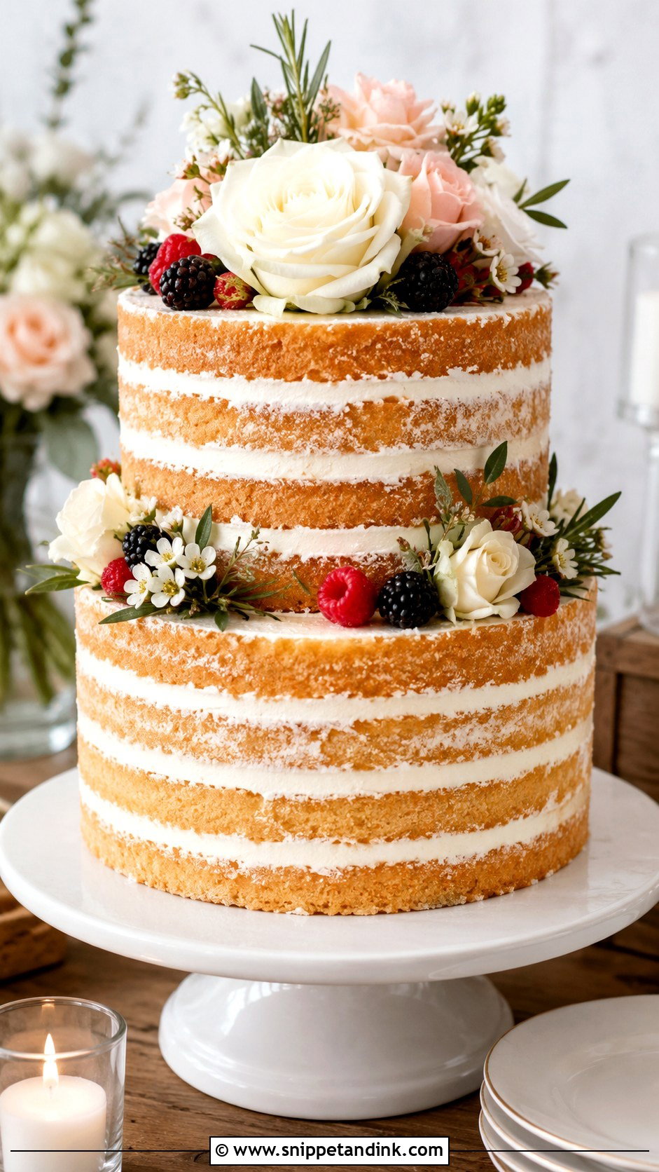 Naked Wedding Cake With Flowers - Snippet and Ink - 20 Simple Flower Cake Ideas for Wedding