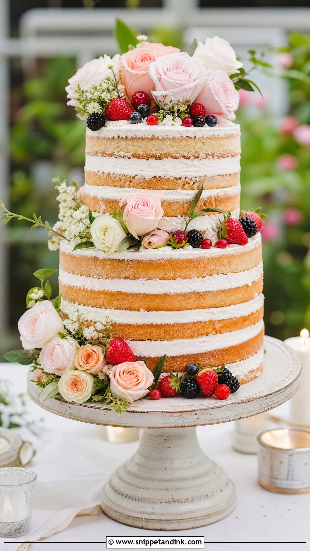 Naked Wedding Cake With Fresh Flowers - Snippet and Ink - 25 Cake Ideas with Fresh Flowers for Wedding