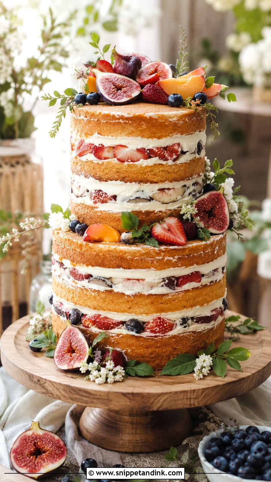 Naked Wedding Cake With Fresh Fruit - Snippet and Ink - 20 Fresh Fruit Wedding Cake Ideas