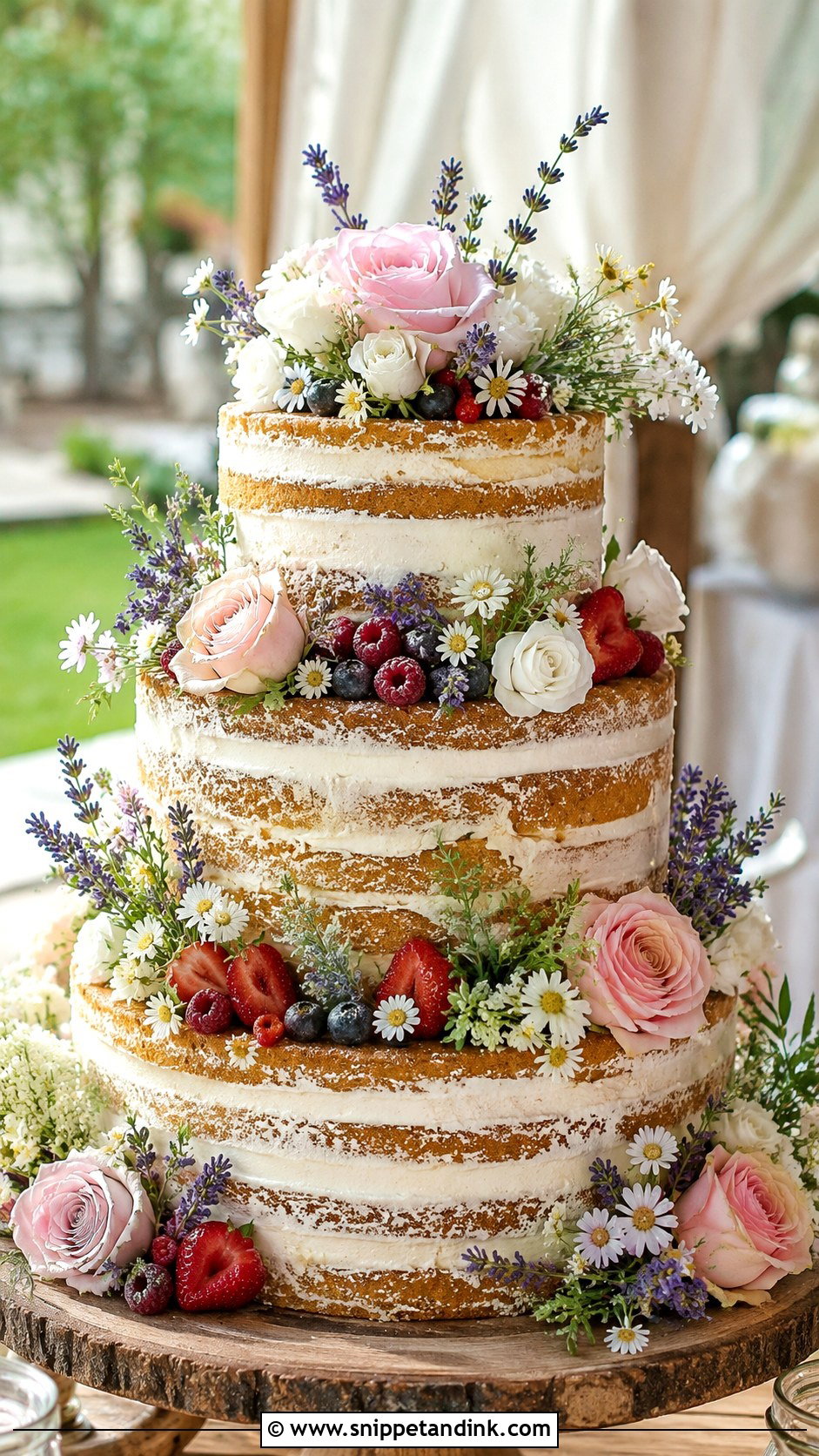 Naked Wedding Cake With Real Flowers - Snippet and Ink - 20 Cakes with Real Flowers for Wedding