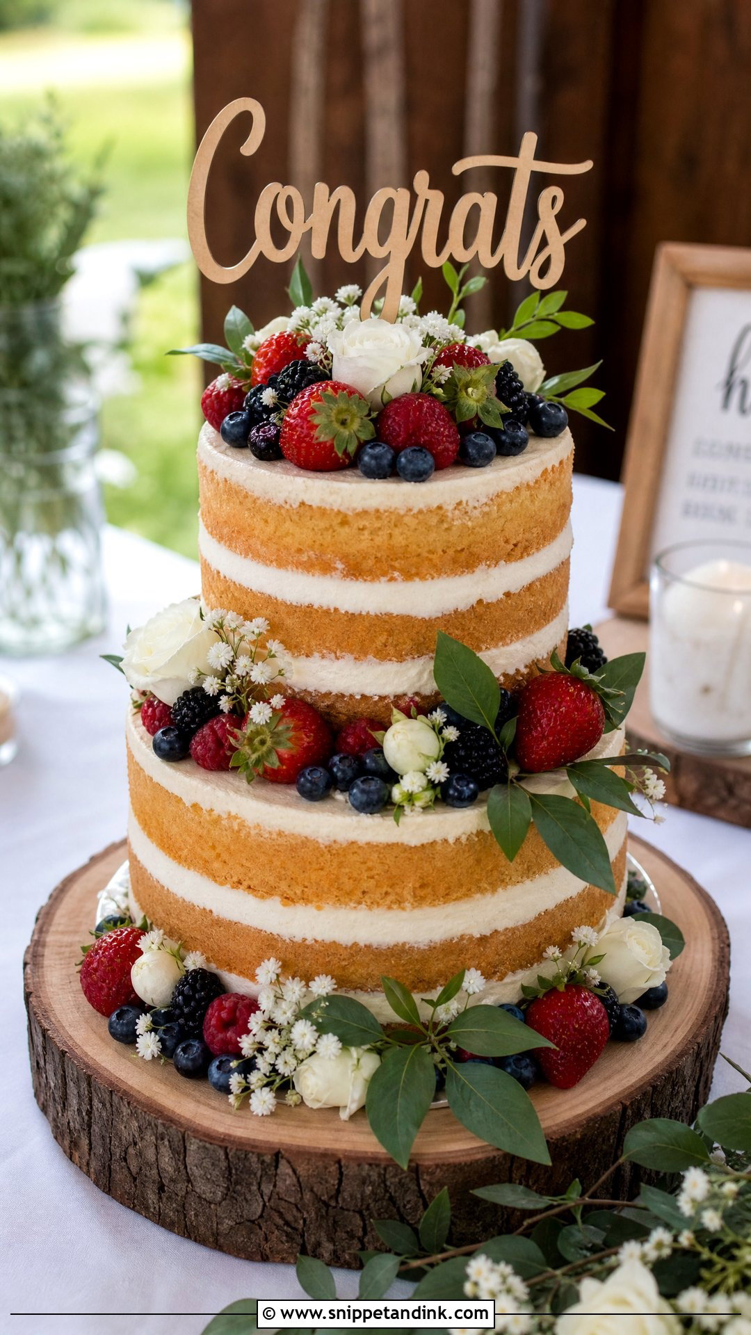 Naked Wedding Congrats Cake - Snippet and Ink - 30 Congrats Cake Ideas for Wedding