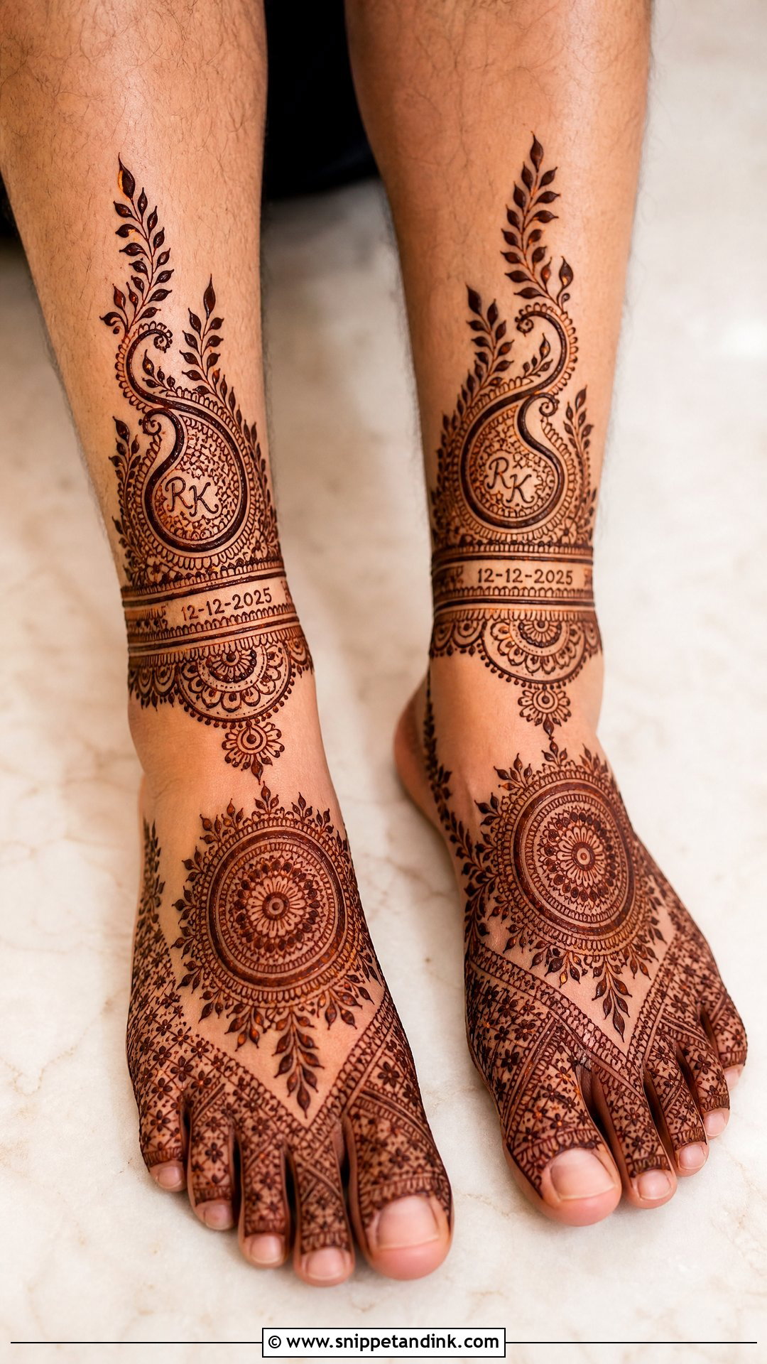 Name Groom Leg Mehndi Design - Snippet and Ink - 20 Groom Leg Mehndi Design Ideas