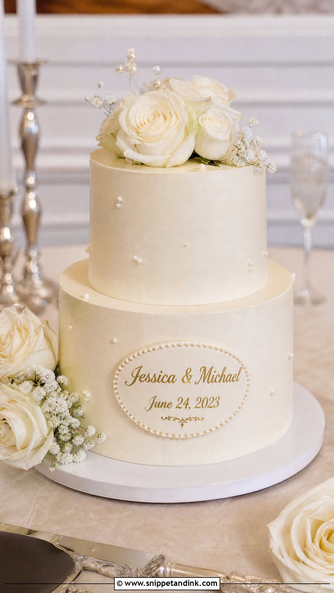 Name and Date Wedding Cake - Snippet and Ink - 20 Name on Cake Ideas for Wedding