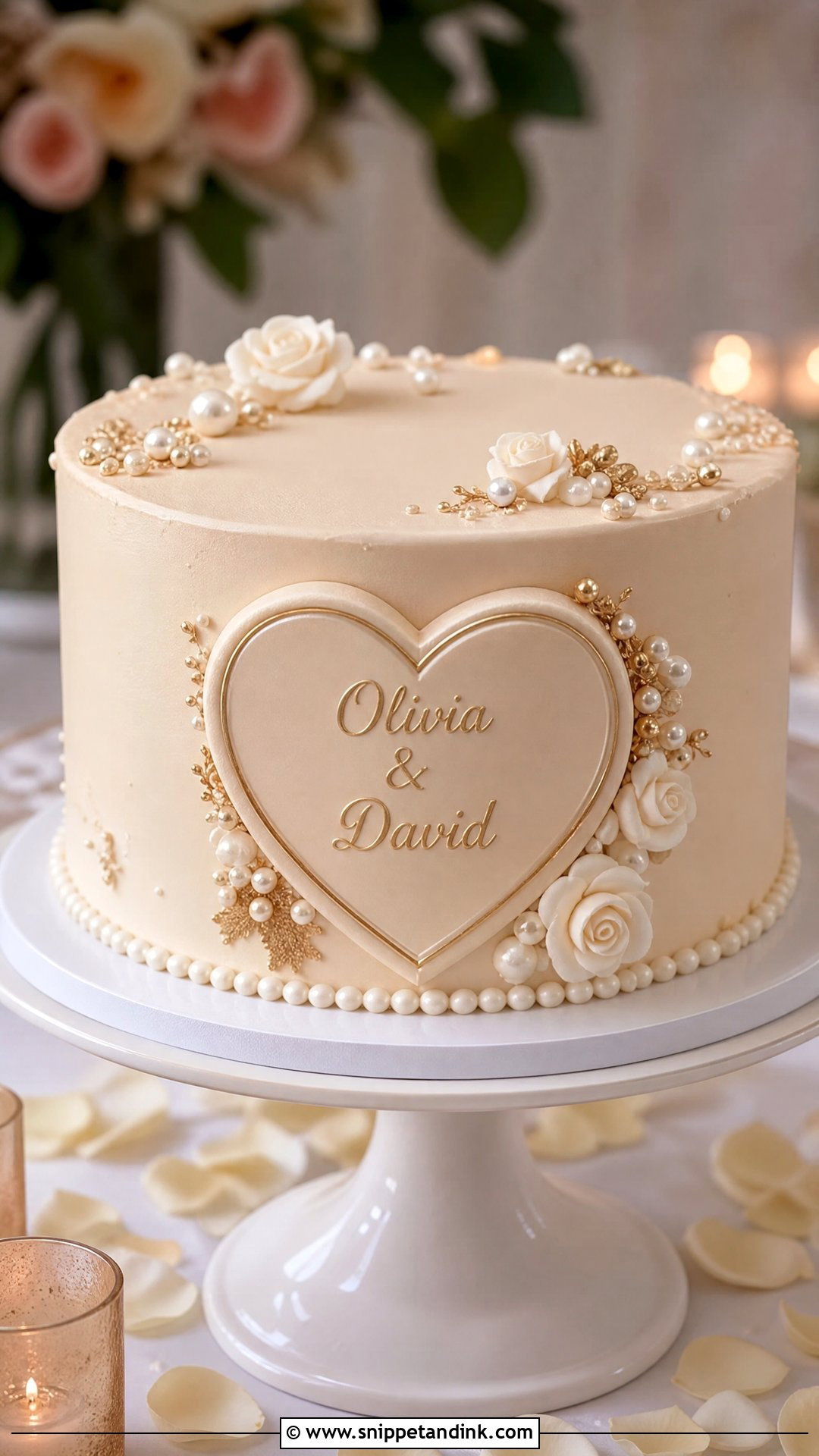 Name on Heart Wedding Cake - Snippet and Ink - 20 Name on Cake Ideas for Wedding