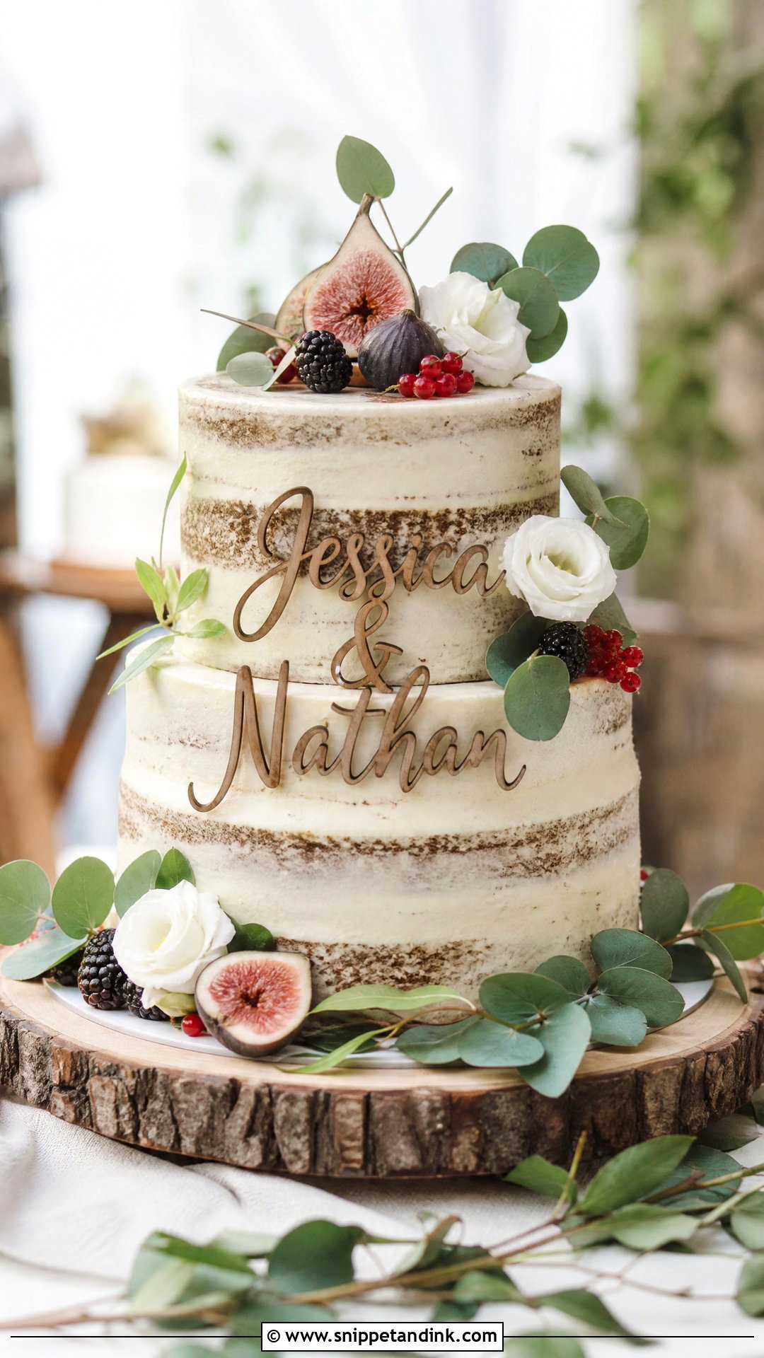 Name on Rustic Wedding Cake - Snippet and Ink - 20 Name on Cake Ideas for Wedding