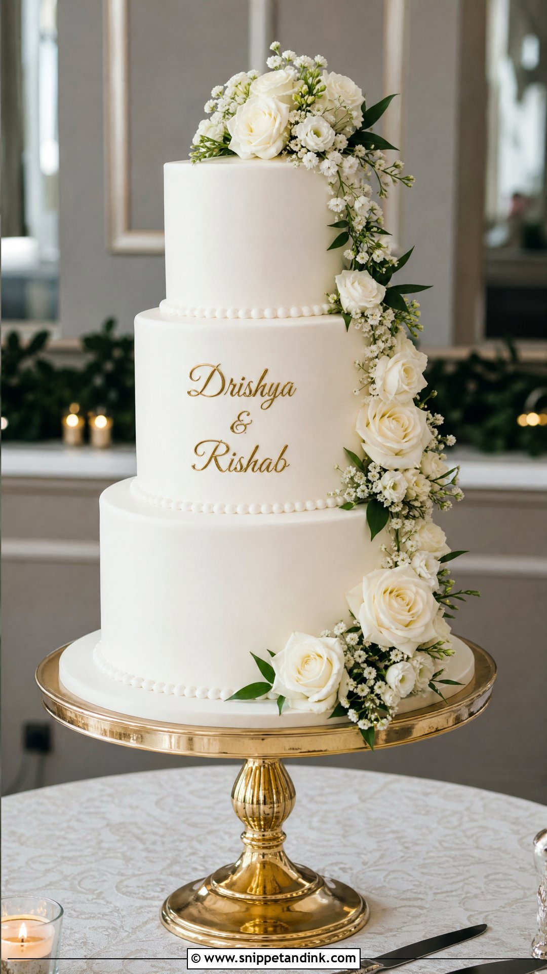 Name on Three Tier Wedding Cake - Snippet and Ink - 20 Name on Cake Ideas for Wedding