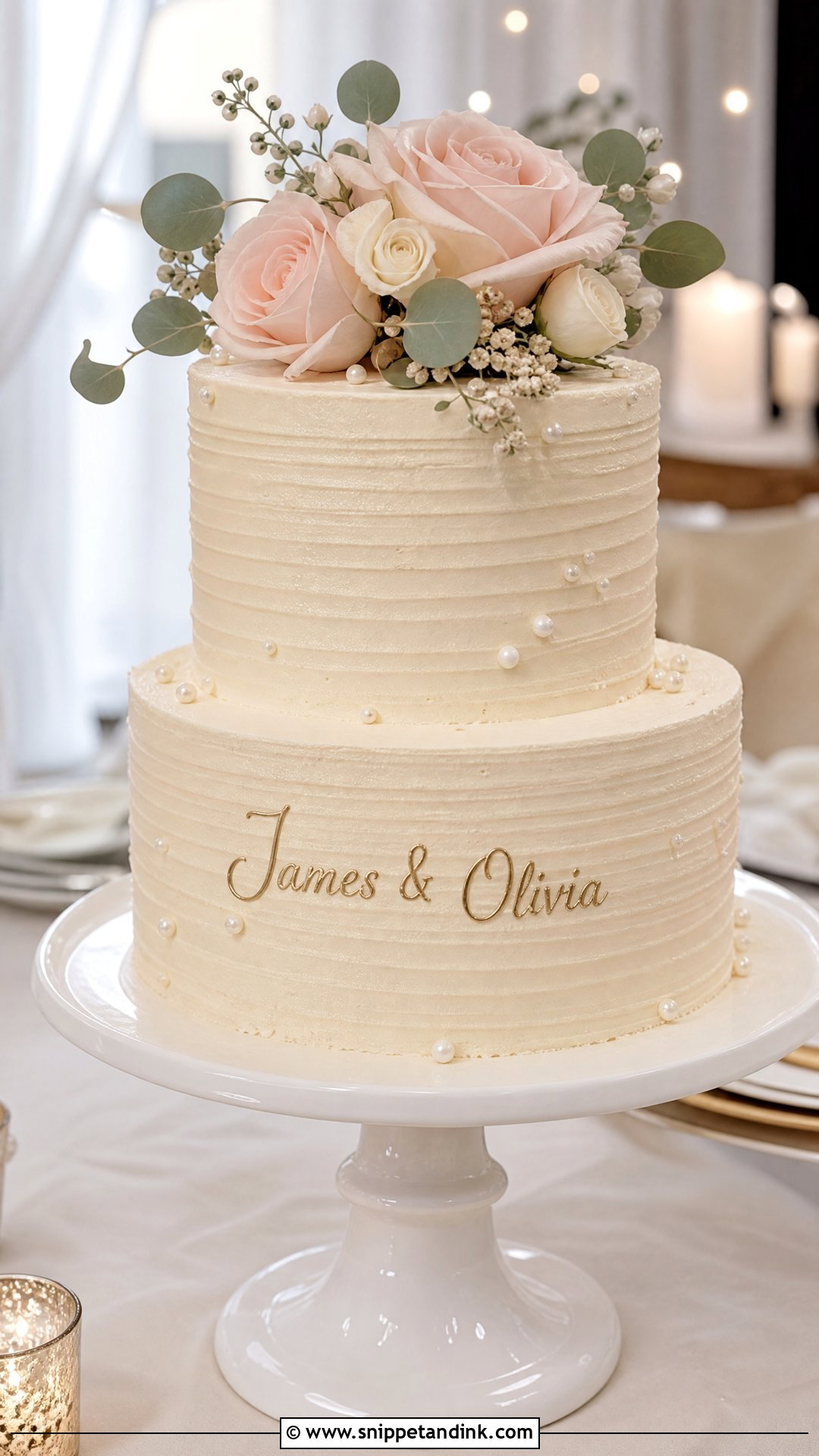 Name on Two Tier Wedding Cake - Snippet and Ink - 20 Name on Cake Ideas for Wedding