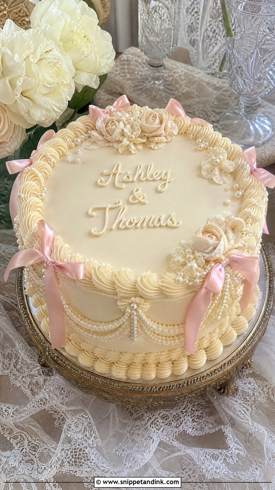 Name on Vintage Wedding Cake - Snippet and Ink - 20 Name on Cake Ideas for Wedding
