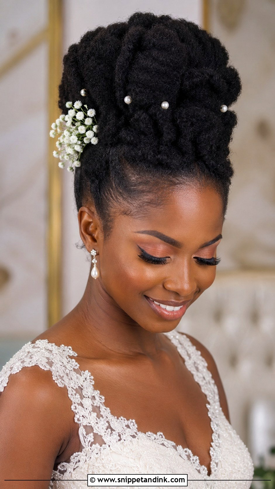 Natural Afro Updo for Brides - Snippet and Ink - 25 Bridal Hair Styles for Black Women