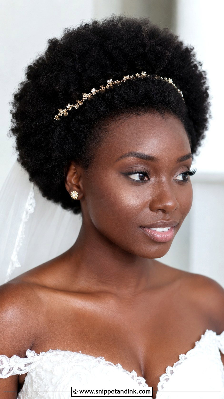 Natural Afro Wedding Hairstyle - Snippet and Ink - 20 Black Hair Bride Ideas