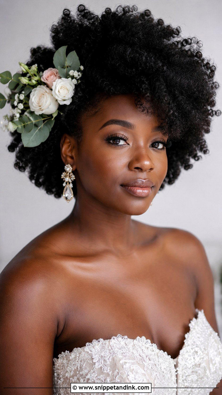 Natural Afro With Floral Accents - Snippet and Ink - 25 Natural Wedding Hairstyles