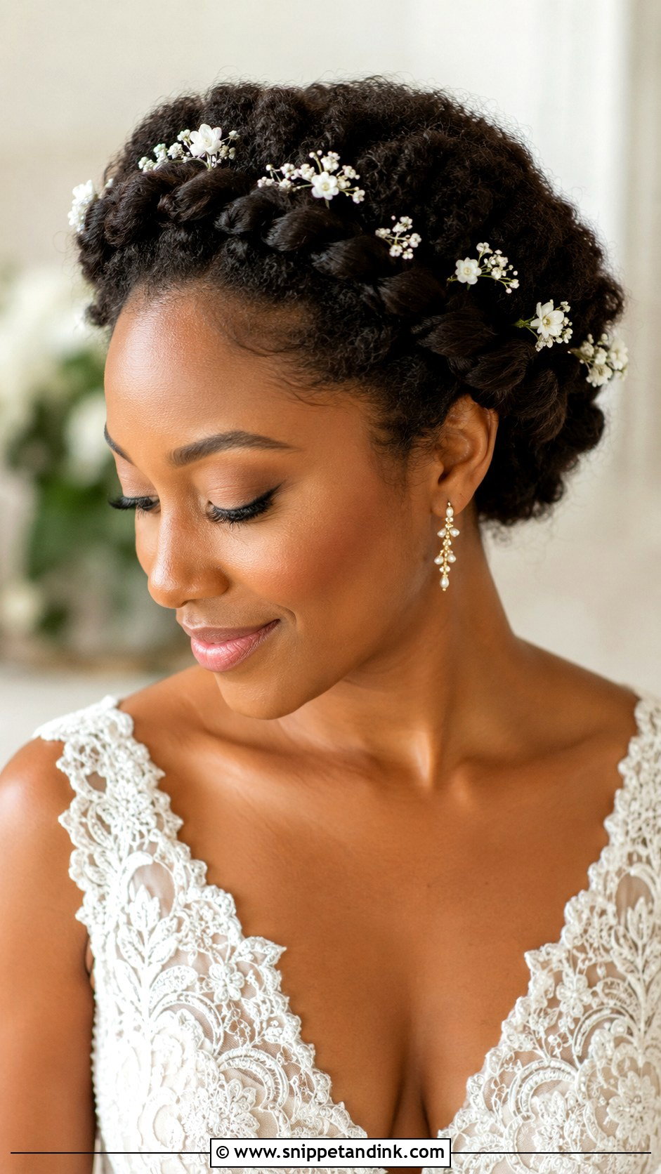 Natural Braided Crown Wedding Hairstyle - Snippet and Ink - 15 Natural Hairstyles for Wedding Bride