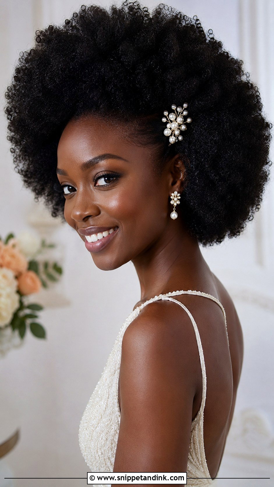 Natural Bridal Afro - Snippet and Ink - 20 Bride Natural Hairstyles