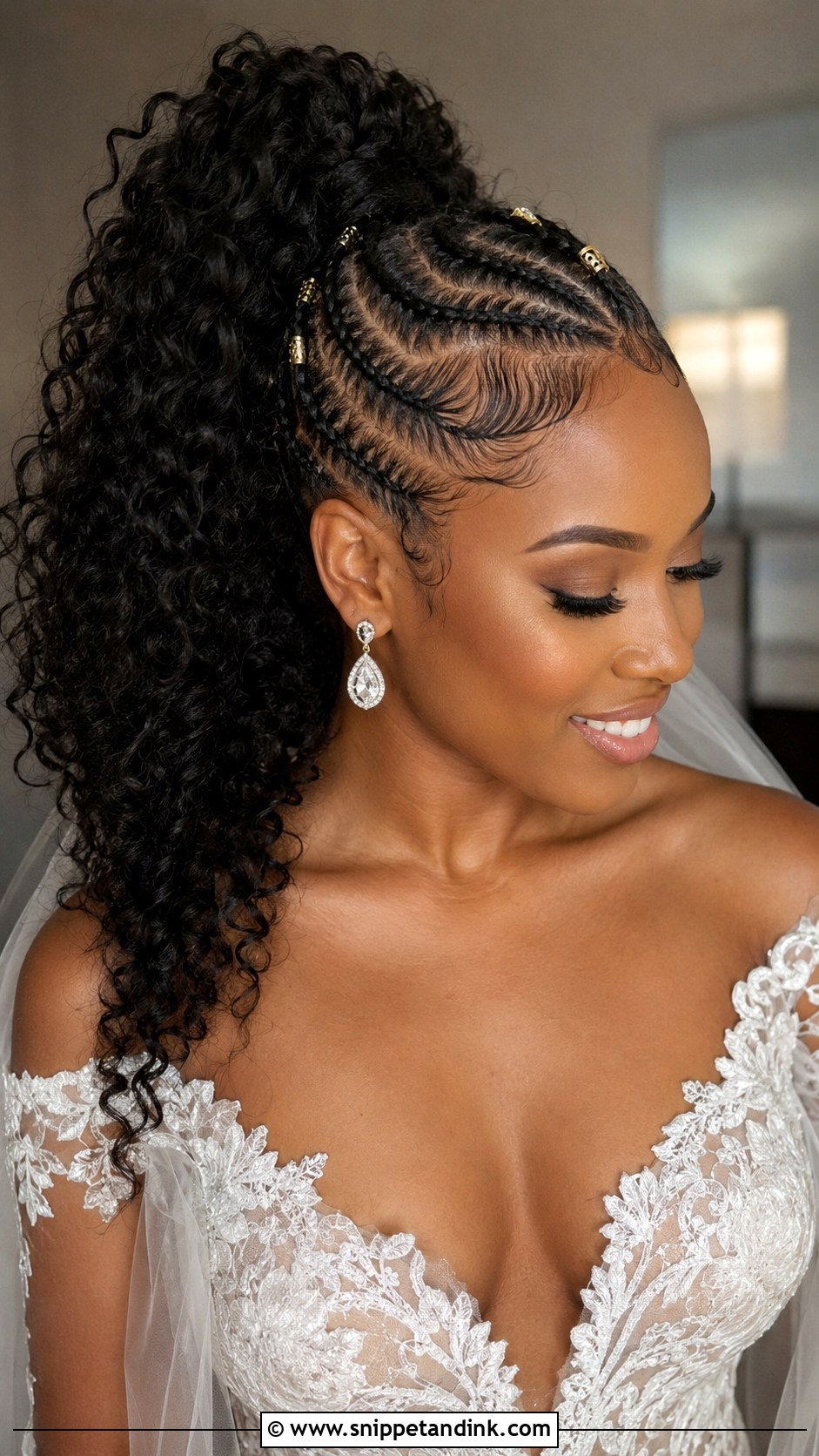 Natural Bridal Cornrow Ponytail - Snippet and Ink - 20 Bride Natural Hairstyles