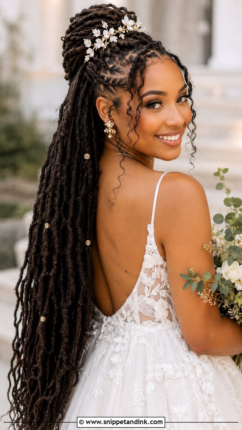 Natural Bridal Faux Locs - Snippet and Ink - 20 Bride Natural Hairstyles