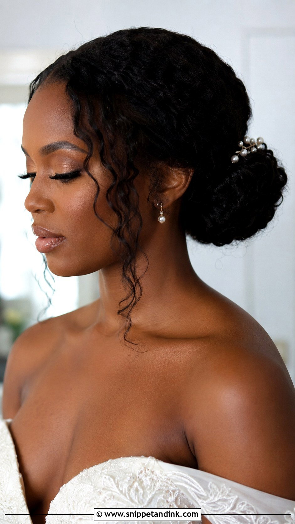 Natural Bridal Low Bun - Snippet and Ink - 20 Bride Natural Hairstyles