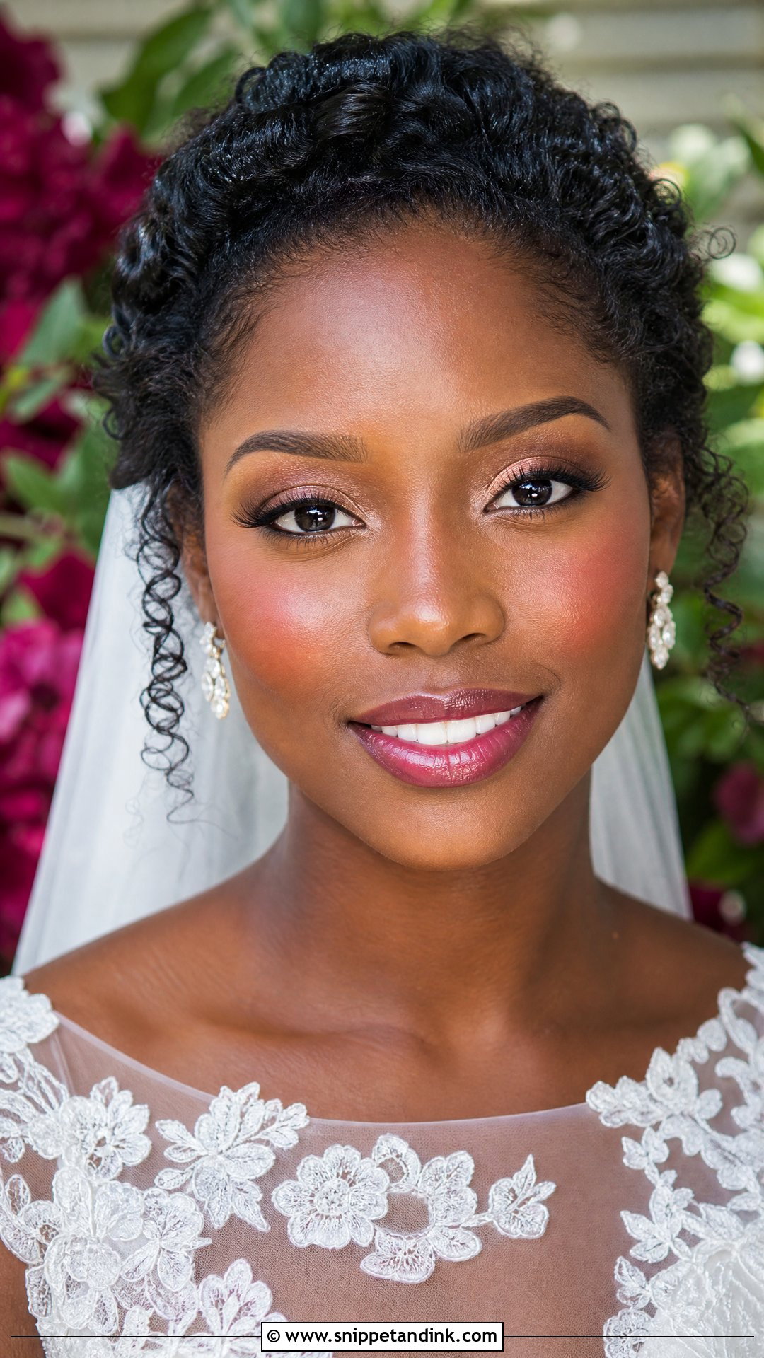 Natural Bridal Makeup With Berry Lip Tint - Snippet and Ink - 20 Natural Bridal Makeup Wedding Day Ideas