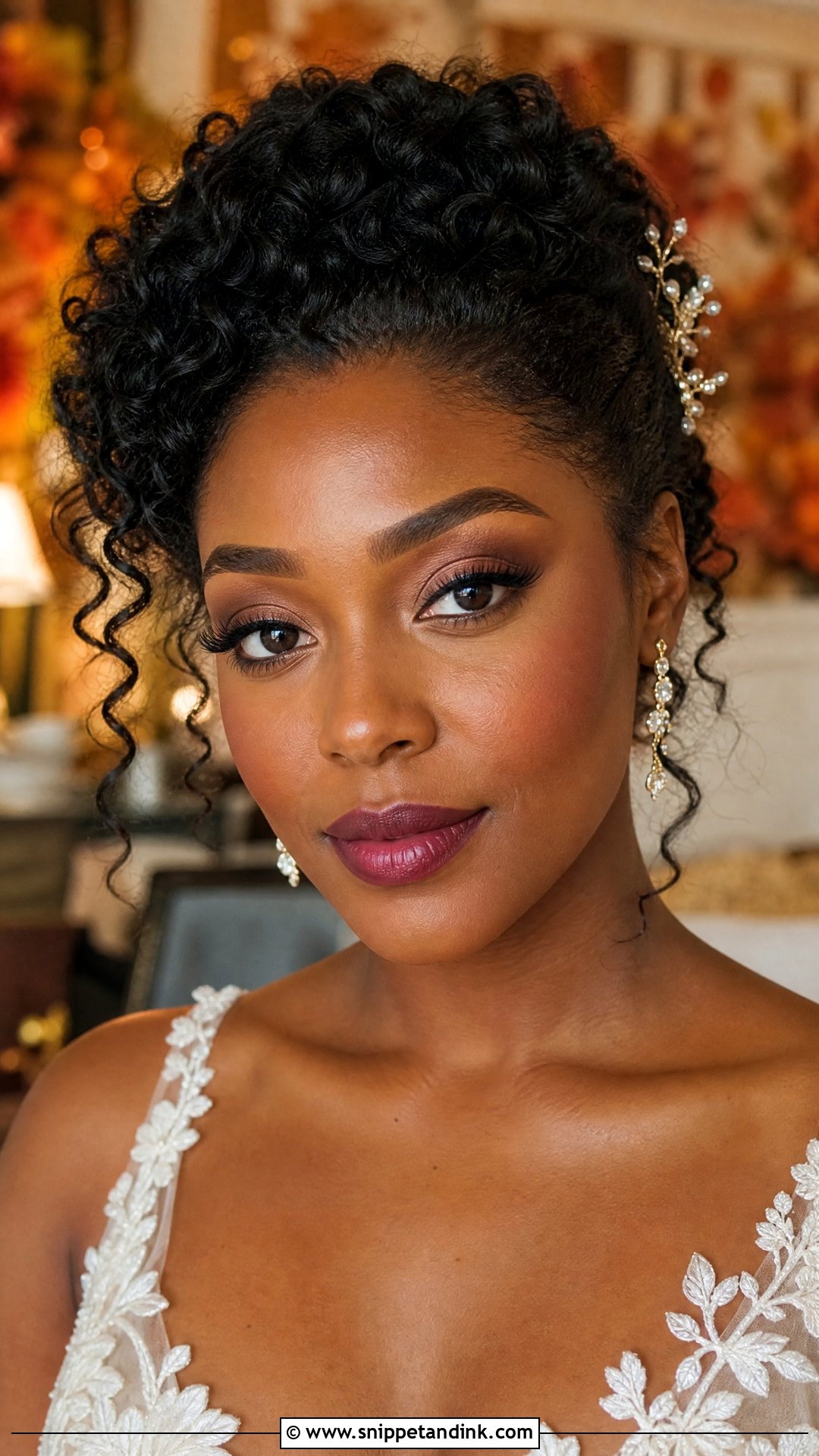 Natural Bridal Makeup With Berry Lips - Snippet and Ink - 30 Natural Bride Makeup Ideas