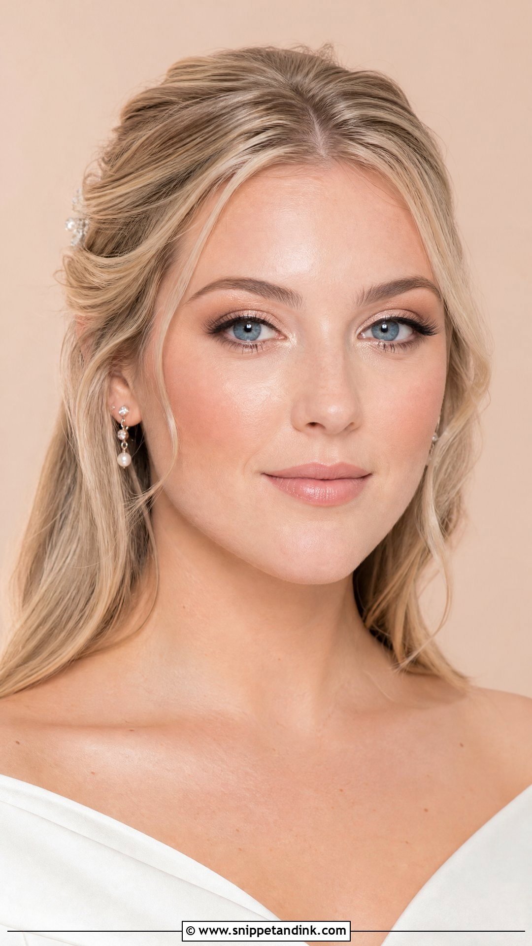 Natural Bridal Makeup With Champagne Eyeshadow For Blue Eyes - Snippet and Ink - 25 Natural Bridal Makeup for Blue Eyes