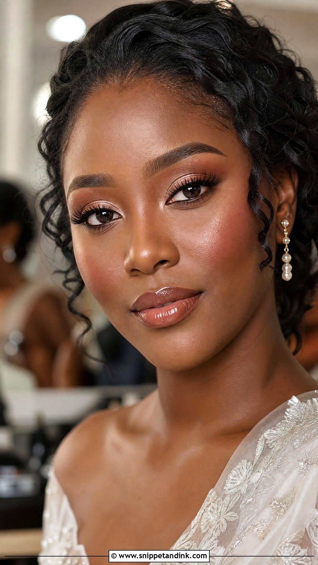 Natural Bridal Makeup With Glossy Lip - Snippet and Ink - 25 Simple Natural Bridal Makeup Ideas