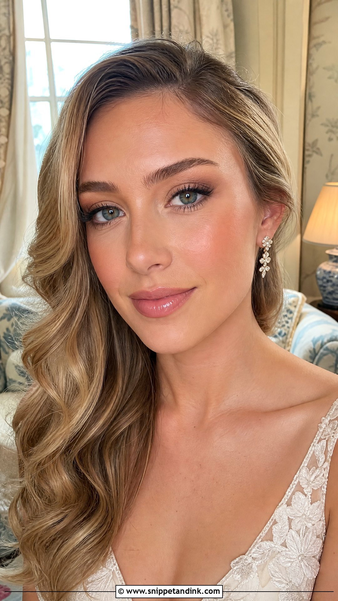 Natural Bridal Makeup With Glossy Lips - Snippet and Ink - 25 Natural Bridal Make Up Ideas