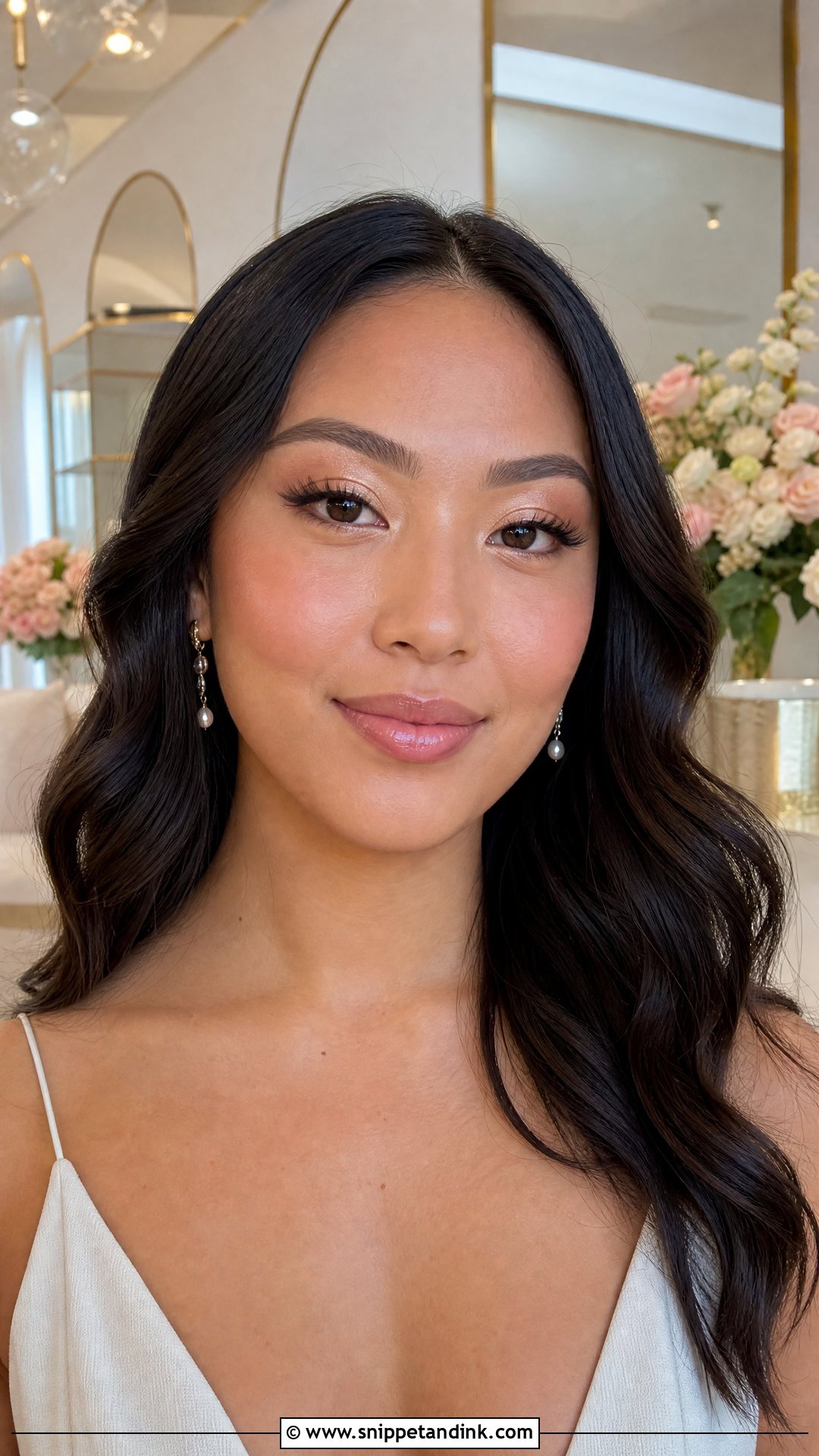 Natural Bridal Makeup With Glossy Lips - Snippet and Ink - 20 Natural Bridal Makeup Wedding Day Ideas