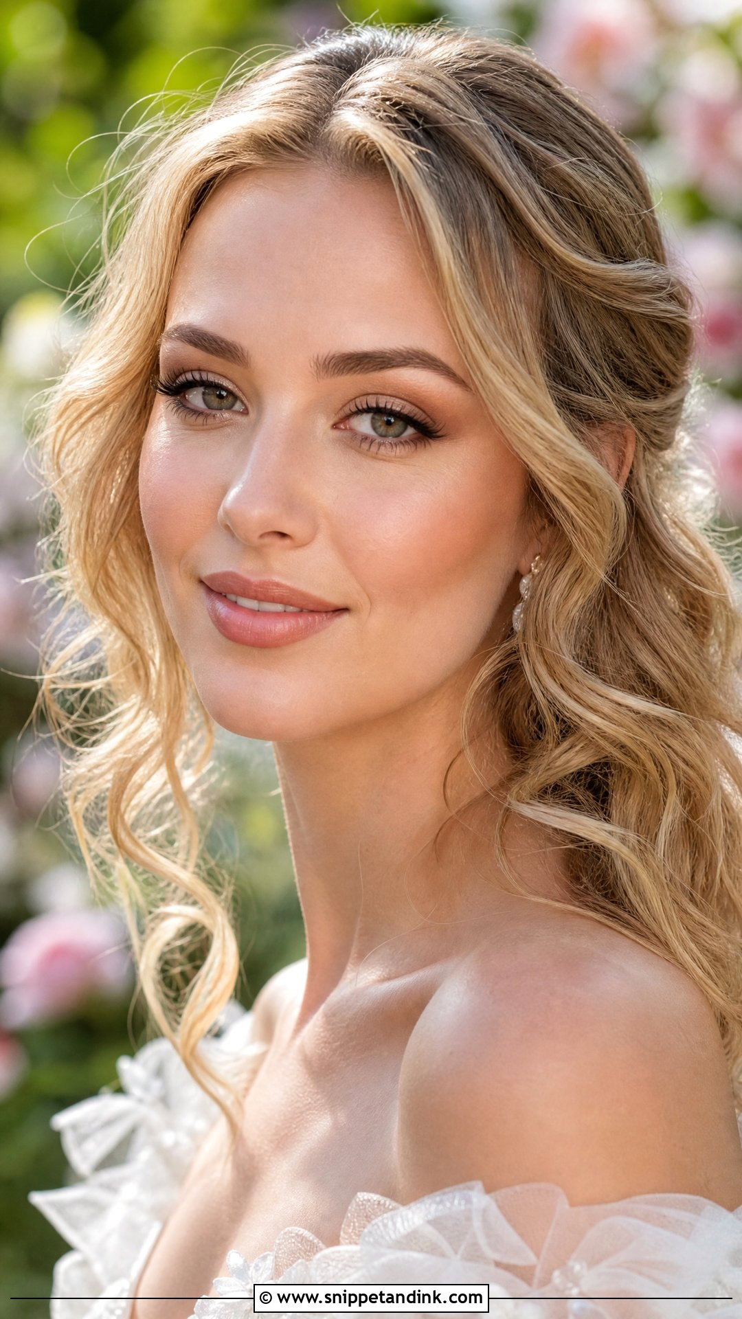 Natural Bridal Makeup With Peach Nude Lips - Snippet and Ink - 30 Natural Bride Makeup Ideas