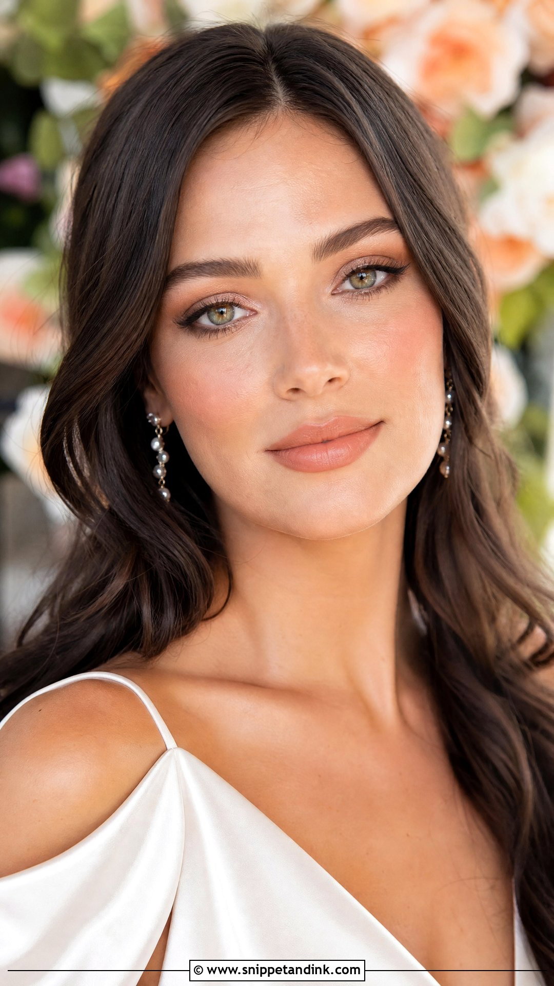 Natural Bridal Makeup With Peach Nude Lips - Snippet and Ink - 30 Natural Bridal Makeup for Brown Eyes