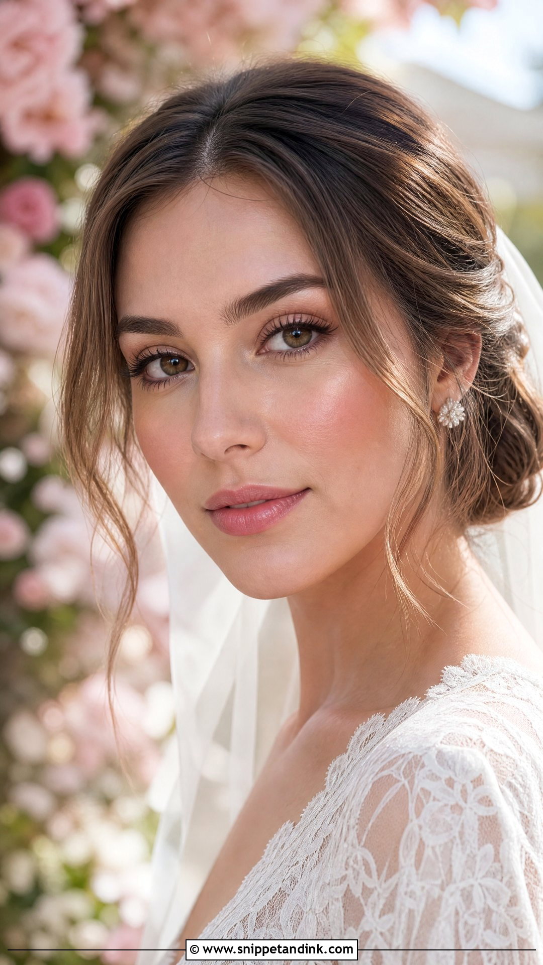Natural Bridal Makeup With Pink Blush - Snippet and Ink - 20 Clean Girl Wedding Makeup Ideas
