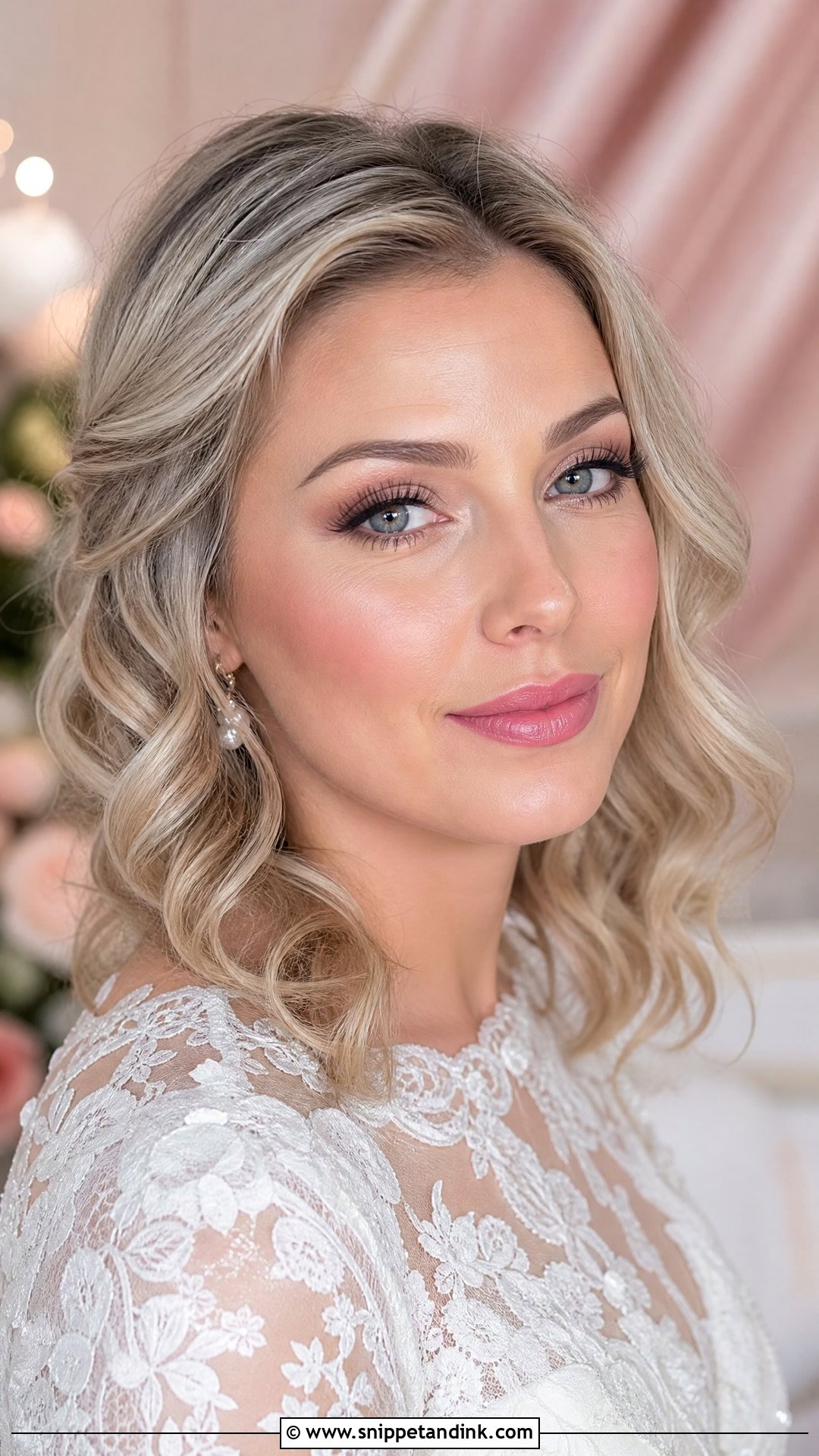 Natural Bridal Makeup With Pink Lips - Snippet and Ink - 20 Bride Natural Makeup Wedding Day Ideas