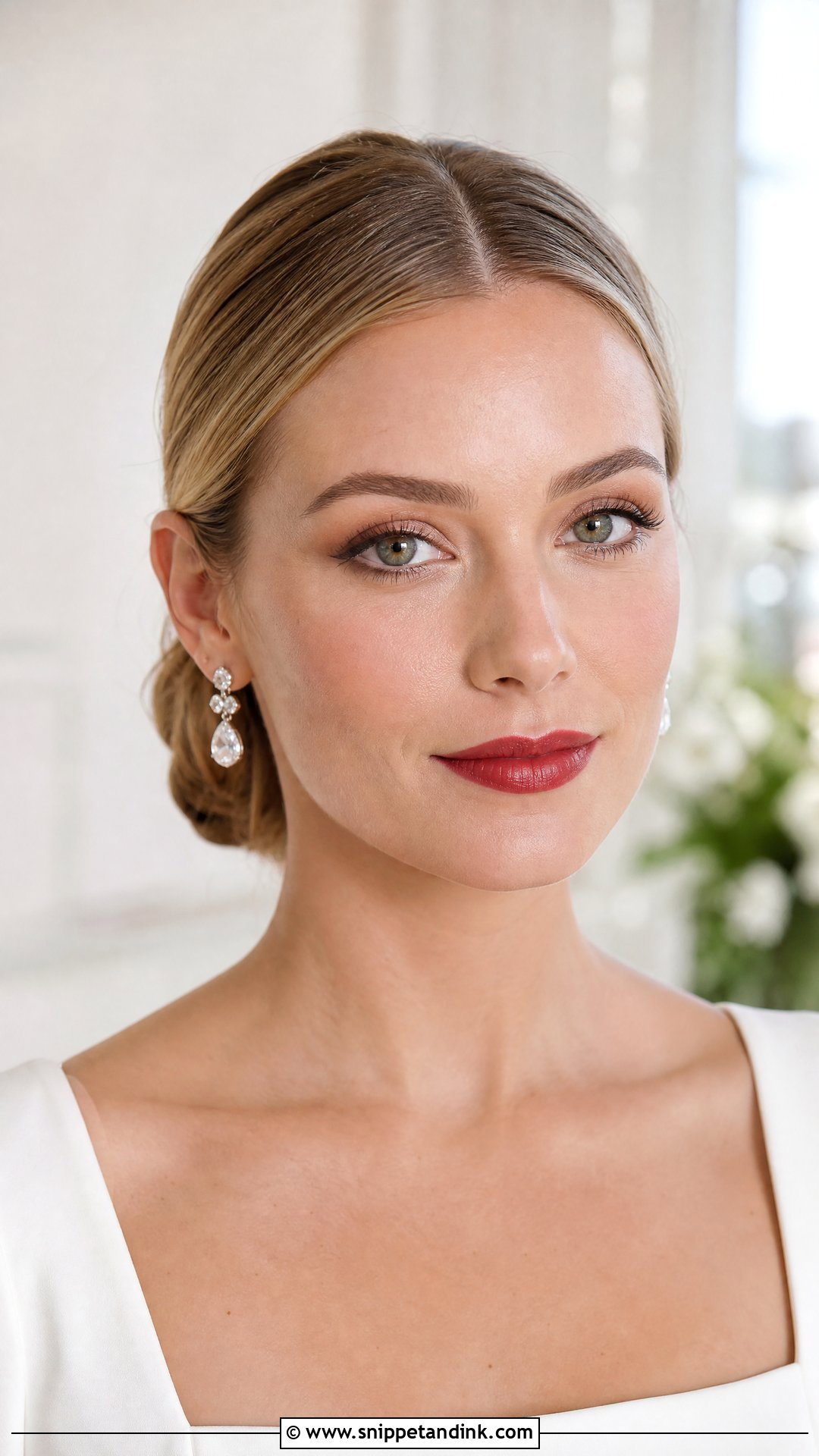 Natural Bridal Makeup With Red Lip - Snippet and Ink - 20 Natural Makeup for Wedding Bride Ideas