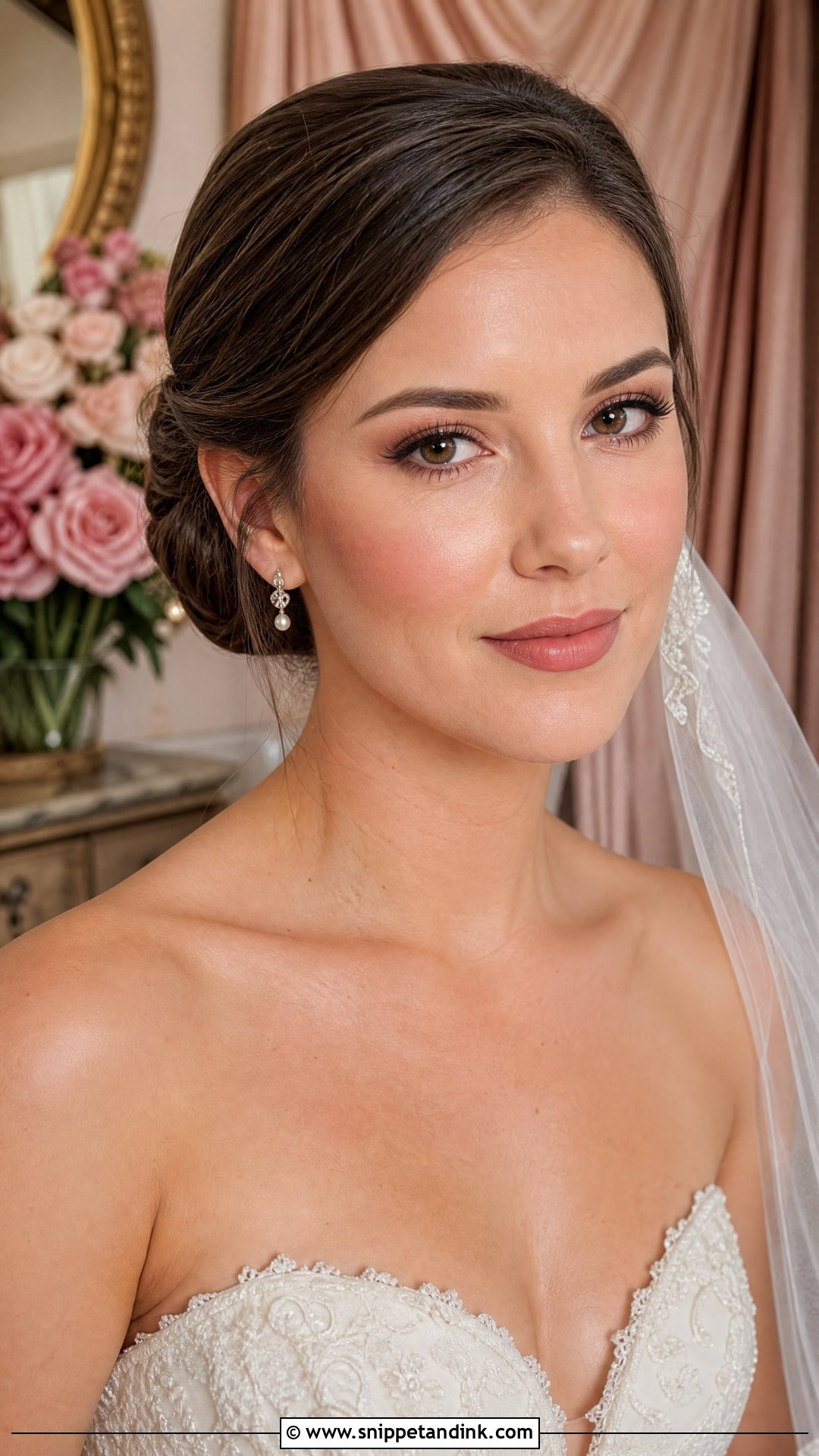 Natural Bridal Makeup With Rose Nude Lips - Snippet and Ink - 25 Natural Bridal Makeup for Green Eyes