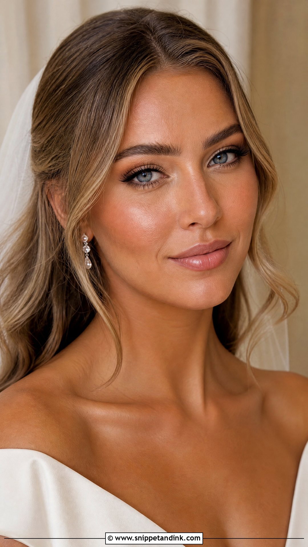 Natural Bridal Makeup With Warm Beige Eyes For Blue Eyes - Snippet and Ink - 25 Natural Bridal Makeup for Blue Eyes