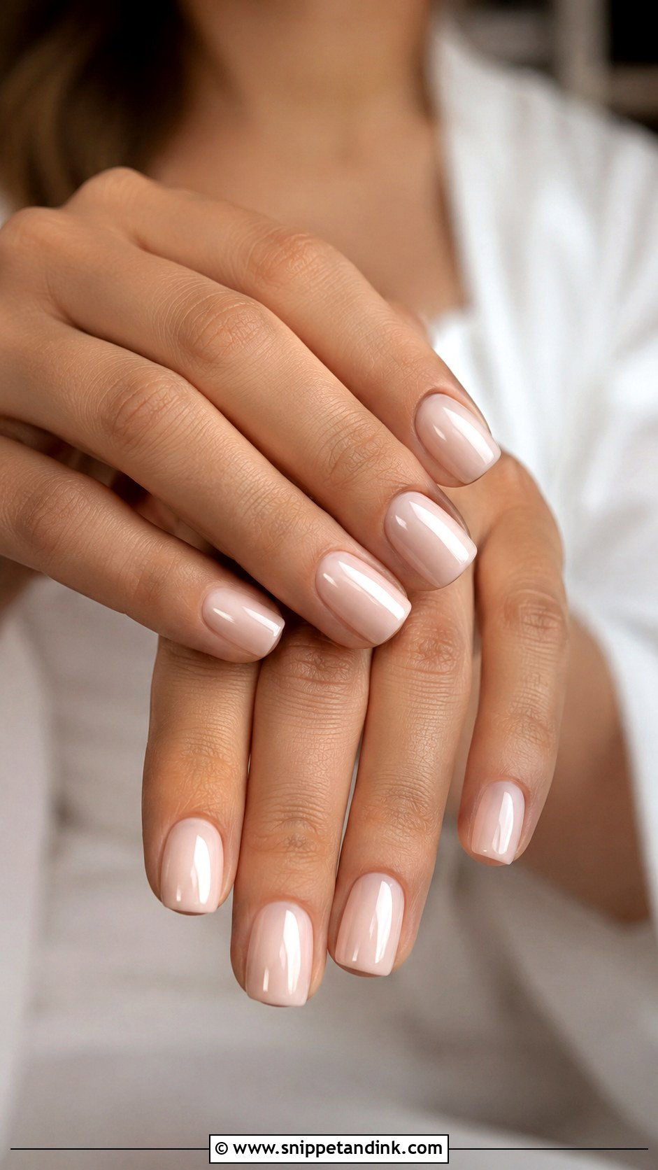 Natural Bridal Nails With Milky Pink Polish - Snippet and Ink - 20 Natural Bridal Nails