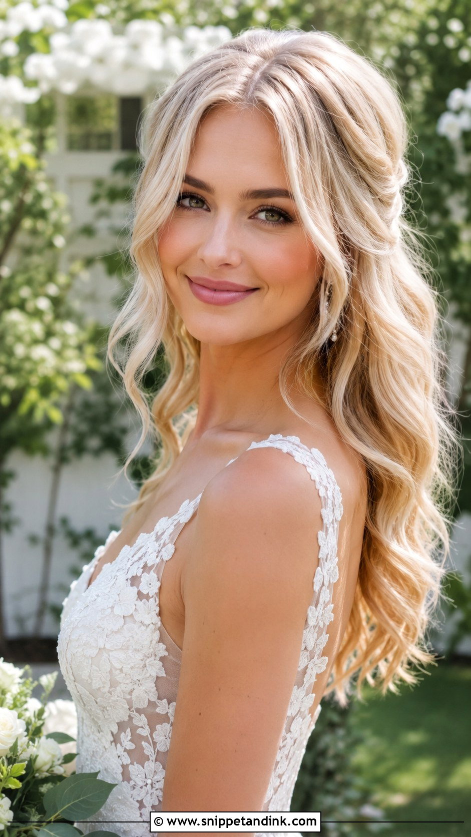 Natural Cascading Waves for Brides - Snippet and Ink - 20 Natural Bridal Hair Ideas