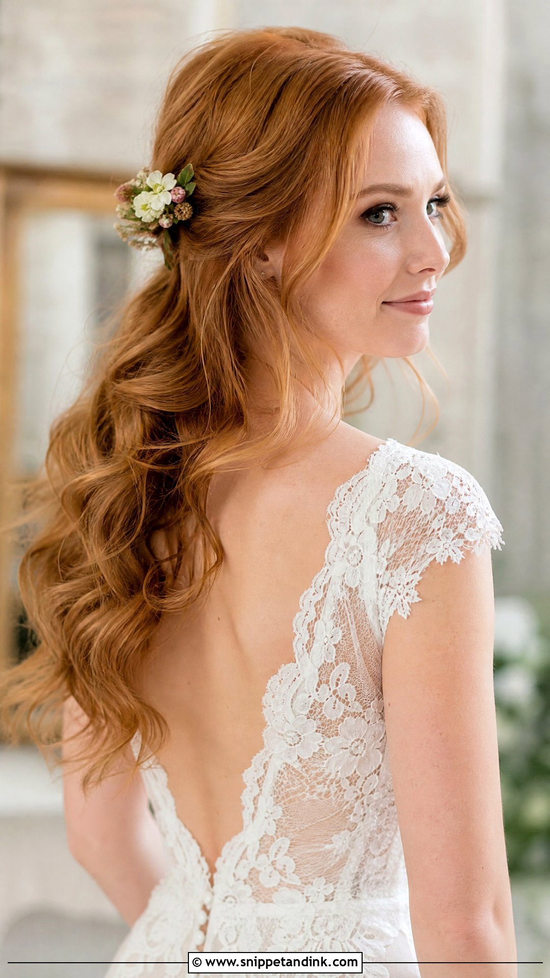 Natural Cascading Waves - Snippet and Ink - 20 Wedding Hair 2025 Ideas