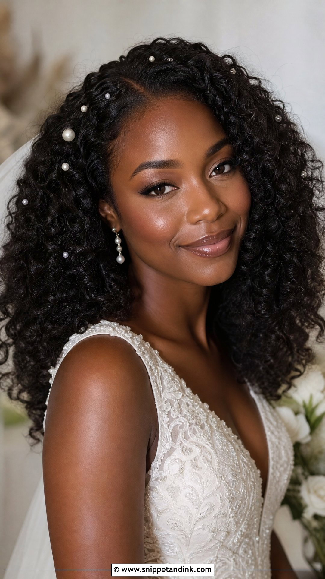 Natural Curls Bridal Hair Down - Snippet and Ink - 15 Curled Bridal Hair Down Ideas