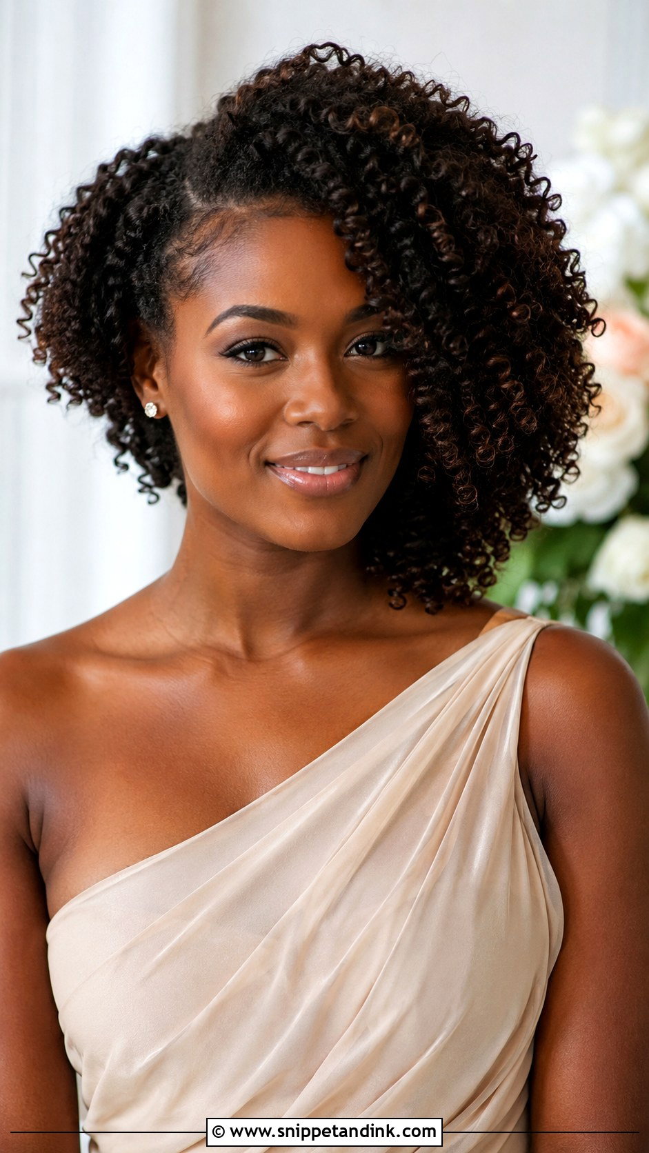 Natural Curls For One Shoulder Dress - Snippet and Ink - 20 Bridesmaid Hairstyles One Shoulder Dress
