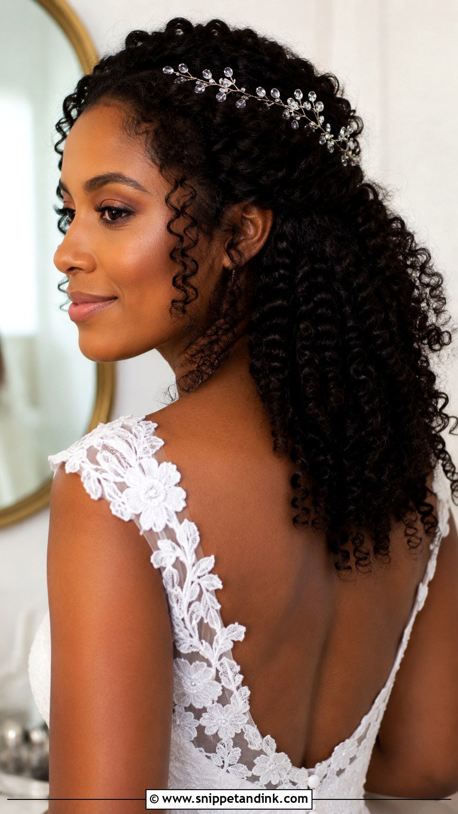 Natural Curls Half Up Half Down - Snippet and Ink - 25 Black Wedding Hairstyles for Bride