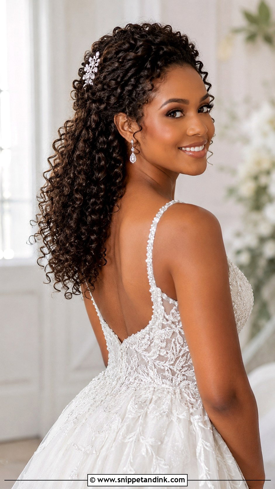 Natural Curls Half Up - Snippet and Ink - 35 Bridal Hair Ideas