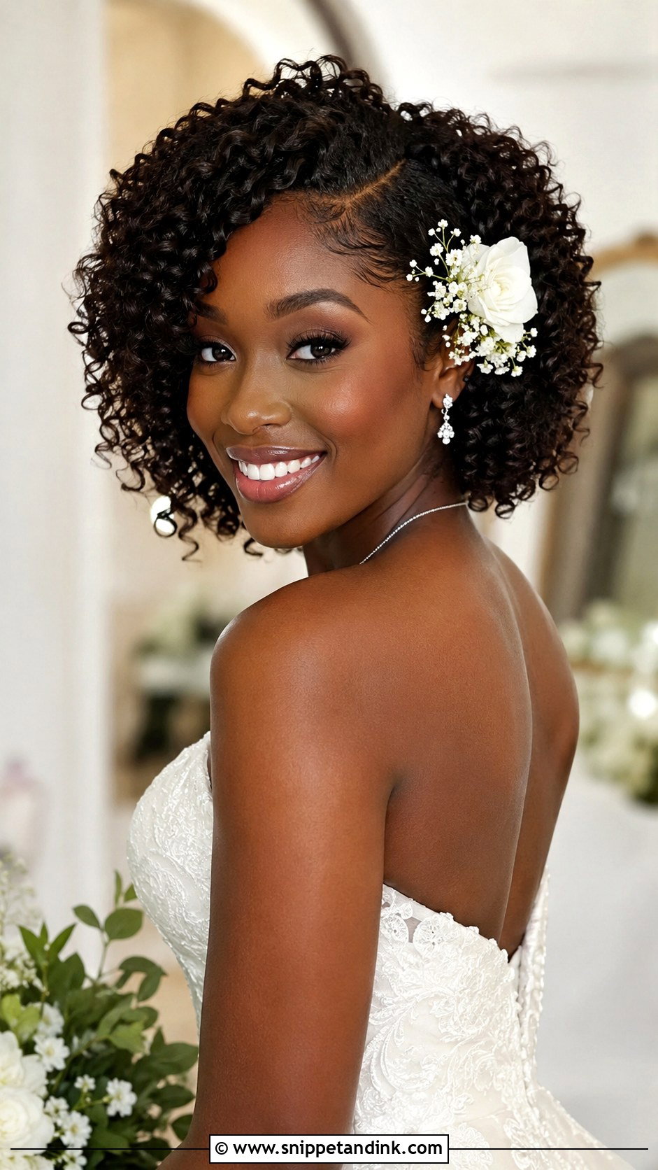Natural Curls Wedding Hairstyle - Snippet and Ink - 20 Hair Styles for Short Hair Wedding Ideas