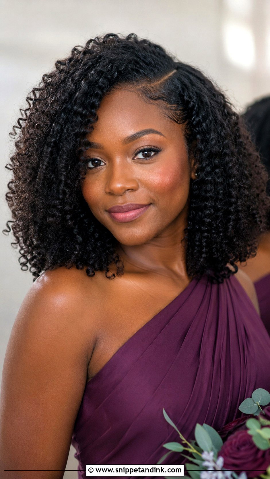 Natural Curls With Radiant Makeup - Snippet and Ink - 25 Bridesmaid Hair and Makeup Ideas
