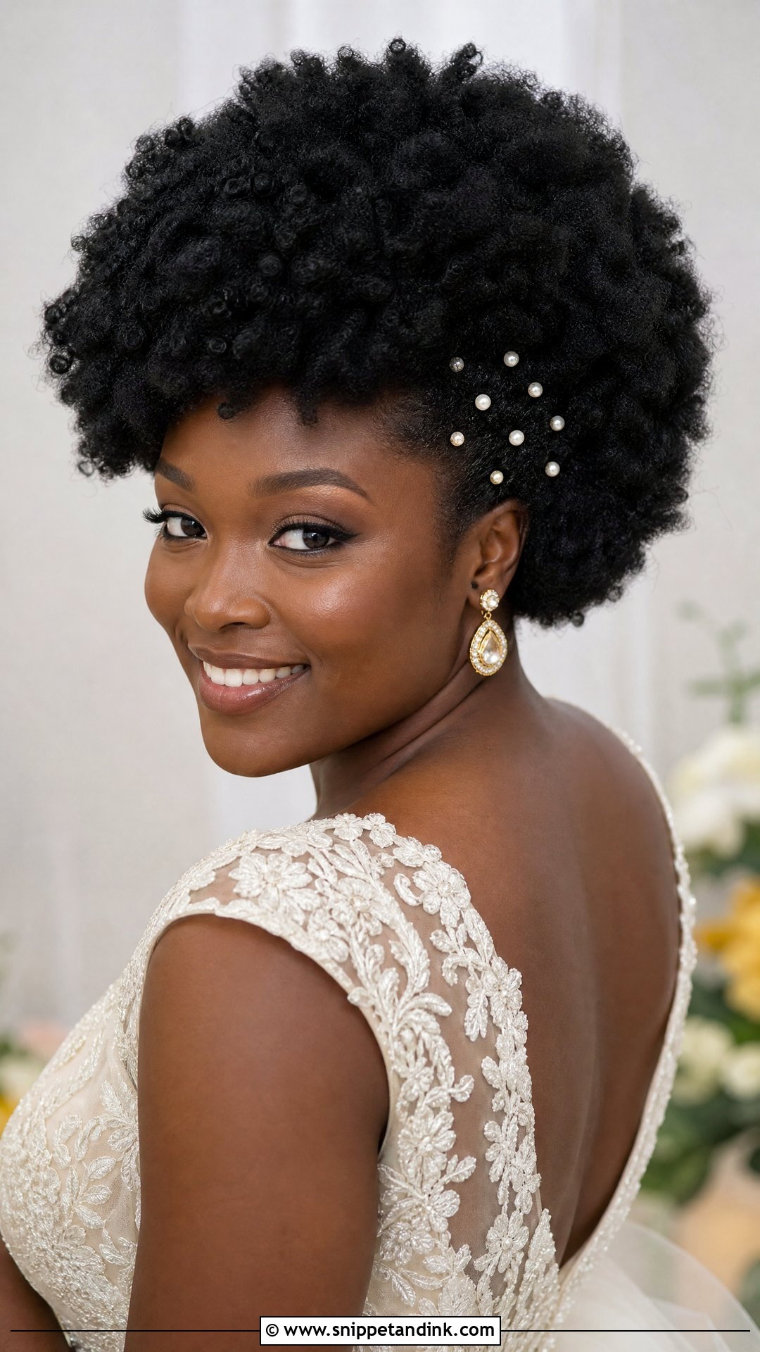Natural Curly Afro Bridal Hair - Snippet and Ink - 15 Bridal Hair Natural Curls
