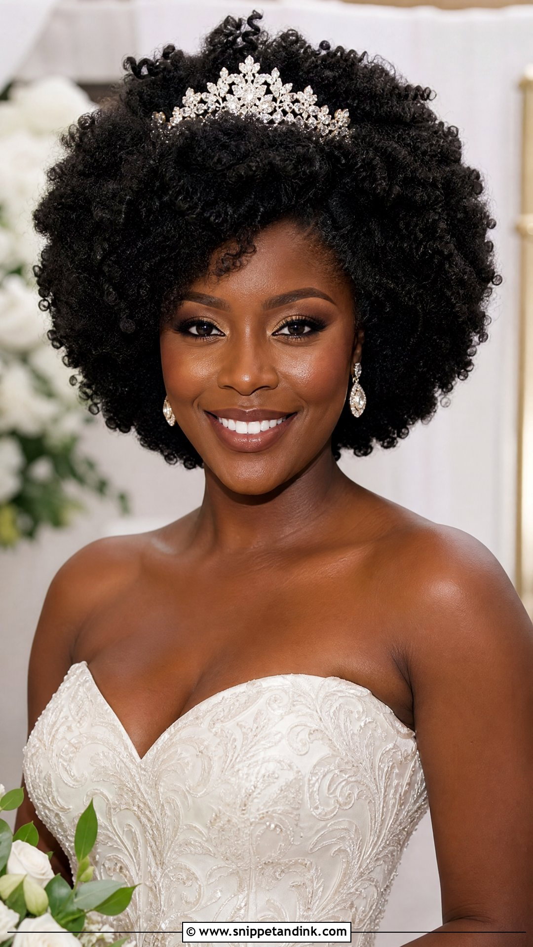 Natural Curly Bridal Afro - Snippet and Ink - 20 Natural Curly Bridal Hair Ideas